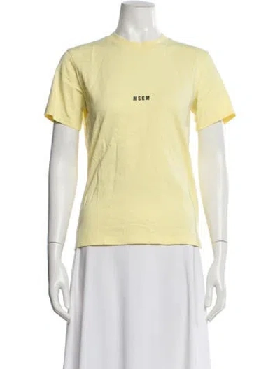 Pre-owned Msgm Graphic Print Crew Neck T-shirt In Yellow