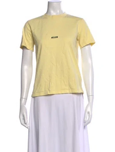 Pre-owned Msgm Graphic Print Crew Neck T-shirt In Yellow