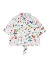 Msgm Graphic-print Cropped Blouse In Weiss