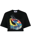 Msgm Graphic-print Cropped T-shirt In Schwarz