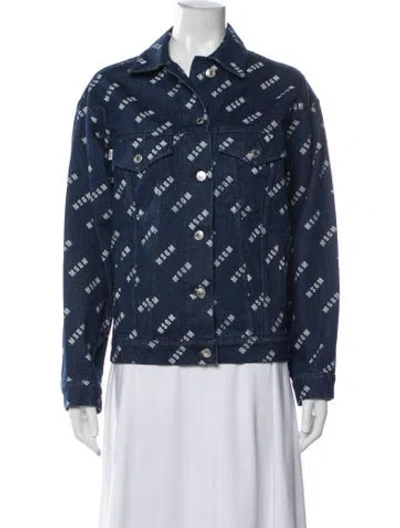 Pre-owned Msgm Graphic Print Denim Jacket In Blue