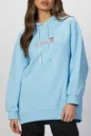 MSGM GRAPHIC-PRINT DRAWSTRING HOODIE IN LIGHT BLUE