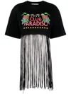 Msgm Graphic-print Frayed T-shirt In Schwarz