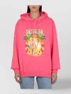 Msgm Vibrant Sweatshirt With Drawstring Hood And Playful Graphic In Pink