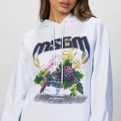 Msgm Graphic Print Hoodie In White