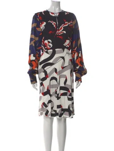 Pre-owned Msgm Graphic Print Knee-length Dress In Neutral