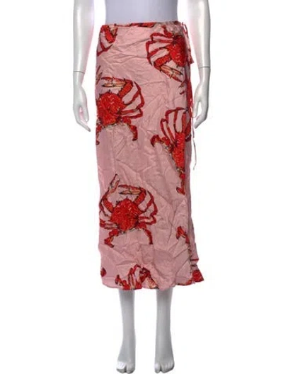 Pre-owned Msgm Graphic Print Long Skirt In Pink