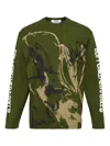 Msgm Graphic-print Long-sleeve Cotton T-shirt In Green