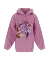 Msgm Graphic-print Long-sleeve Hoodie In Pink