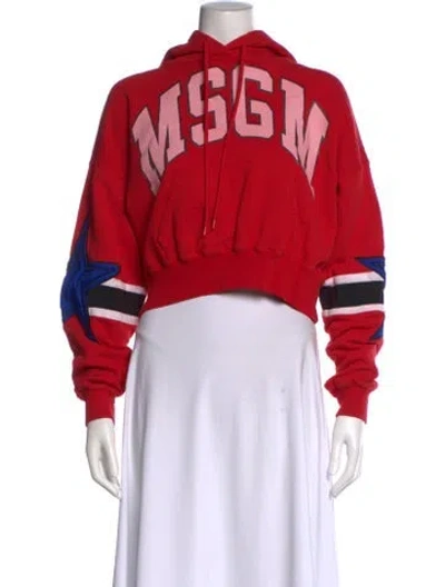 Pre-owned Msgm Graphic Print Long Sleeve Hoodie In Red