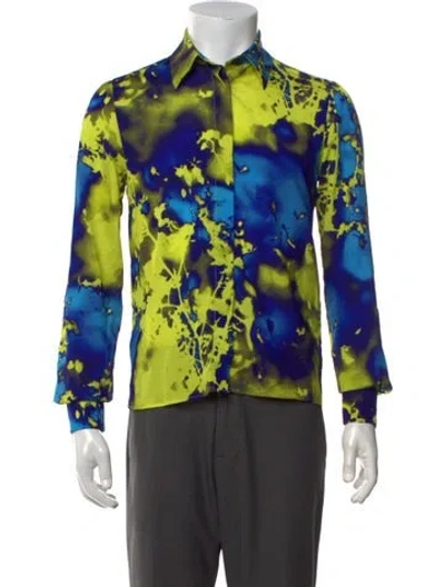 Pre-owned Msgm Graphic Print Long Sleeve Shirt In Blue/green