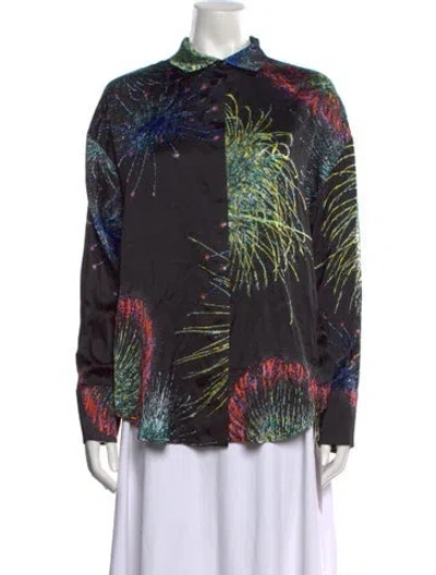 Pre-owned Msgm Graphic Print Long Sleeve Top W/ Tags In Black