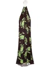 Msgm Graphic-print Maxi Dress In Brown