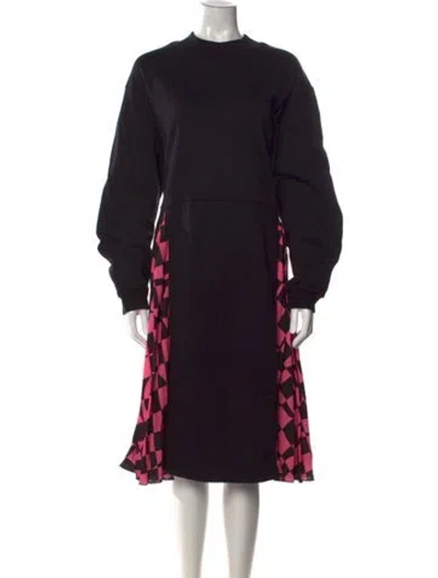Pre-owned Msgm Graphic Print Midi Length Dress In Black
