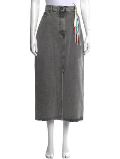 Pre-owned Msgm Graphic Print Midi Length Skirt In Gray