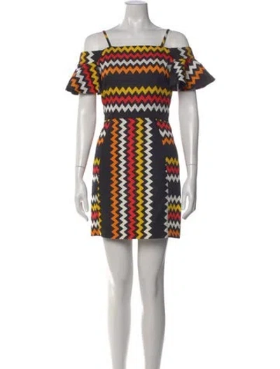 Pre-owned Msgm Graphic Print Mini Dress In Black