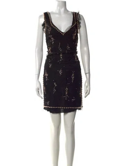 Pre-owned Msgm Graphic Print Mini Dress In Black