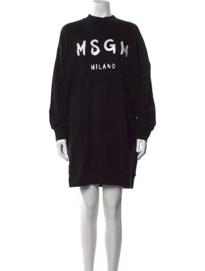 Pre-owned Msgm Graphic Print Mini Dress In Black