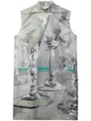 Msgm Graphic-print Mini Dress In Grey