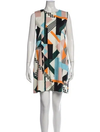 Pre-owned Msgm Graphic Print Mini Dress In Neutral