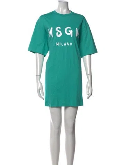 Pre-owned Msgm Graphic Print Mini Dress W/ Tags In Green