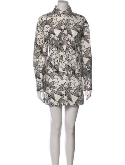 Pre-owned Msgm Graphic Print Mini Dress In White