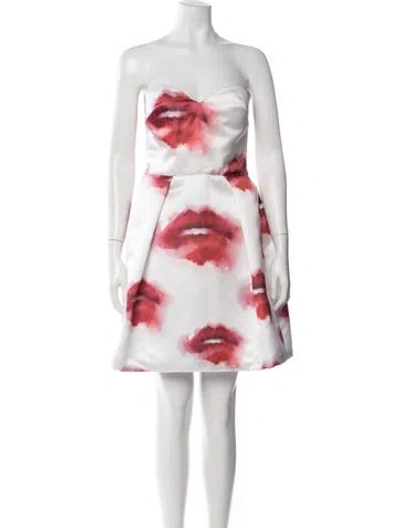 Pre-owned Msgm Graphic Print Mini Dress In White