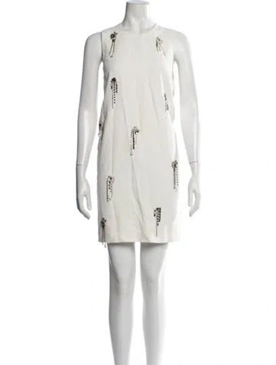 Pre-owned Msgm Graphic Print Mini Dress In White