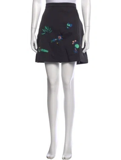 Pre-owned Msgm Graphic Print Mini Skirt In Gray
