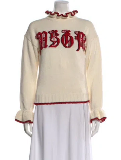 Pre-owned Msgm Graphic Print Mock Neck Sweater In Neutral