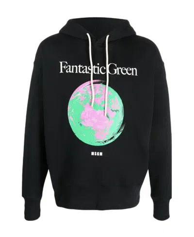 Msgm Graphic-print Organic Cotton Hoodie