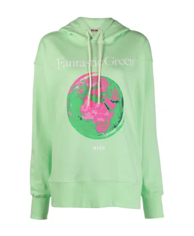 Msgm Graphic-print Organic Cotton Hoodie