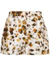 Msgm Graphic-print Poplin Shorts In Neutrals