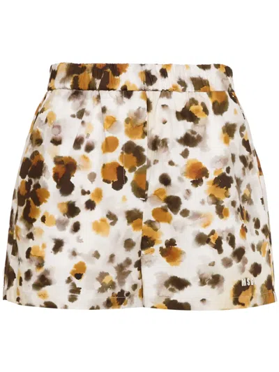 Msgm Graphic-print Poplin Shorts In Neutrals