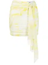 Msgm Graphic-print Ruched Miniskirt In Gelb