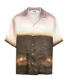 Msgm Graphic-print Satin Shirt In Multicolor