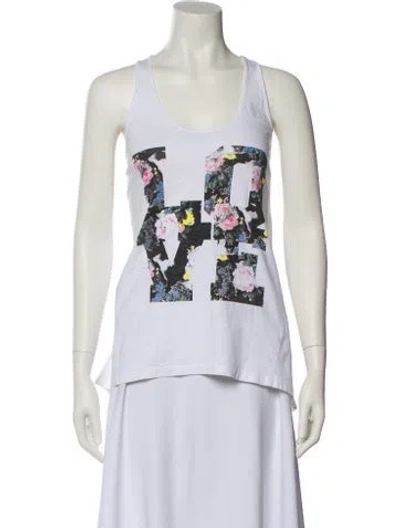 Pre-owned Msgm Graphic Print Scoop Neck Top In Neutral