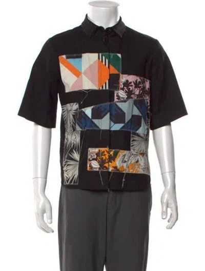Pre-owned Msgm Graphic Print Short Sleeve Shirt In Black