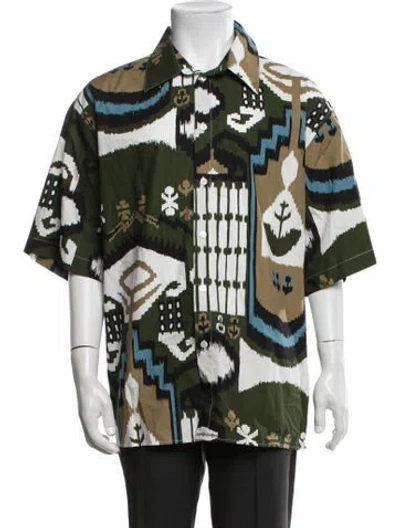 Pre-owned Msgm Graphic Print Short Sleeve Shirt In Black/green