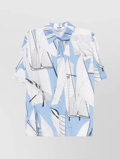 Msgm Graphic Print Short Sleeve Shirt In White