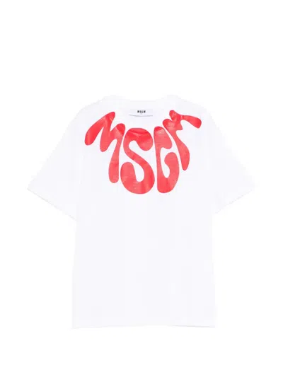 Msgm Kids' Graphic-print Short-sleeve T-shirt In Multi