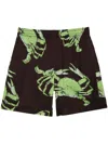 Msgm Graphic-print Shorts In Brown