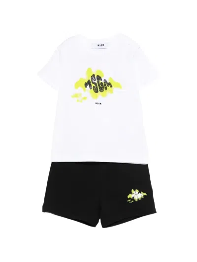 Msgm Babies' Graphic-print Shorts Set In White