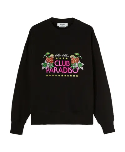 Msgm Graphic-print Sweatshirt In Black