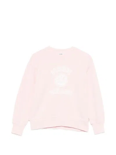 Msgm Graphic Print Sweatshirt In Pink