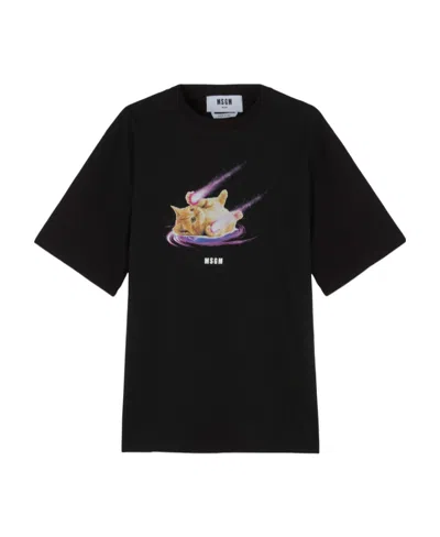 Msgm Graphic-print T-shirt In Black