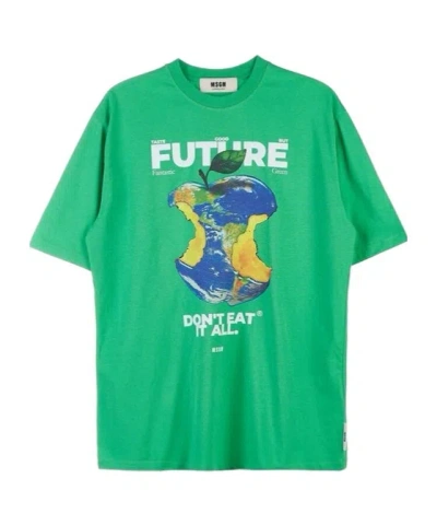 Msgm Graphic-print T-shirt In Green
