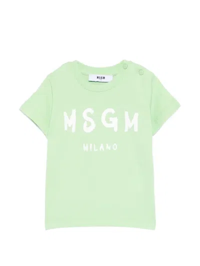 Msgm Babies' Graphic-print T-shirt In Green