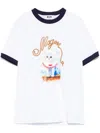 Msgm White Crewneck T-shirt With Logo Print On The Front In White