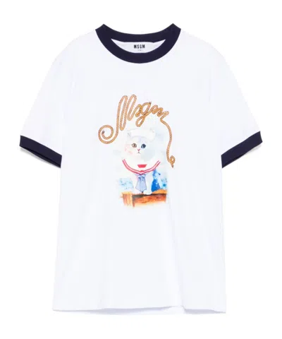 MSGM MSGM GRAPHIC PRINTED CREWNECK T-SHIRT